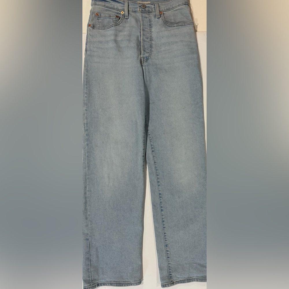 Levi’s Ribcage Straight Jeans Women 30 Light Wash High Rise Button Fly